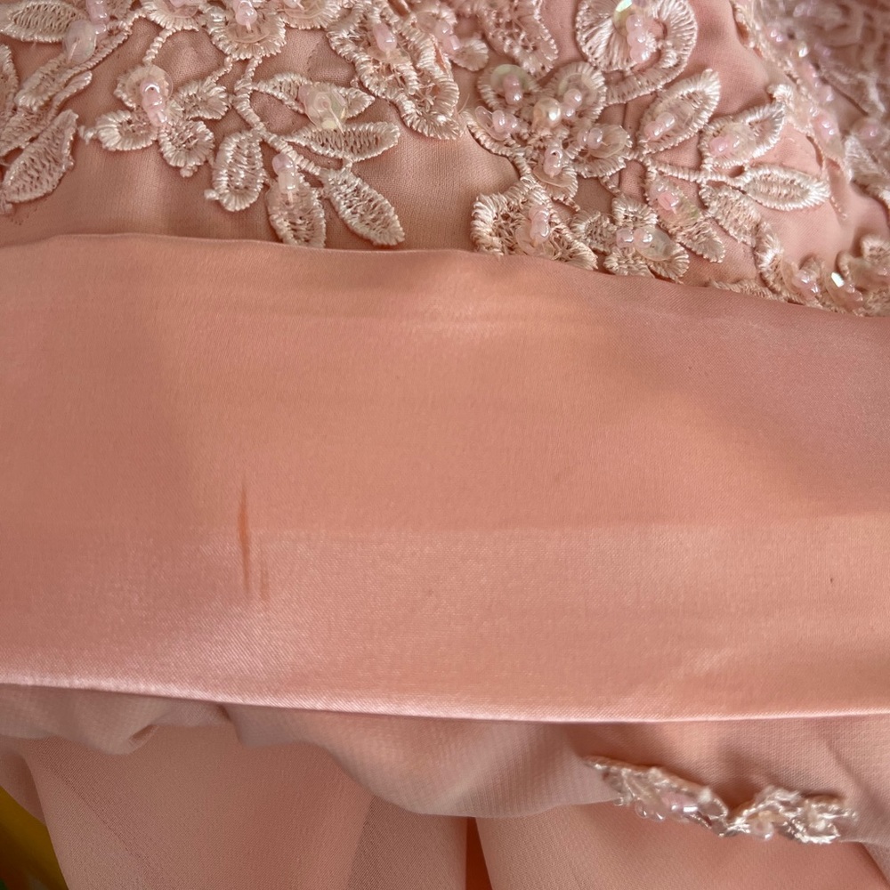 Light Pink Embroidered and Beaded Prom Dress - Picture 3 of 9